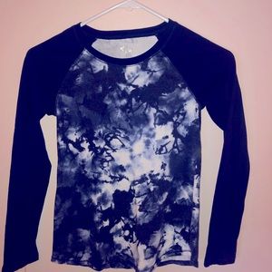 Long sleeve navy blue tie dye shirt